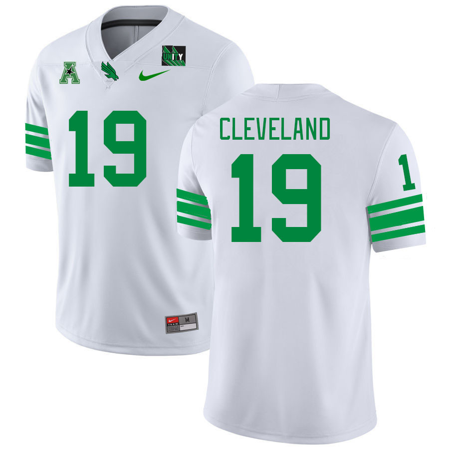 Men #19 Trey Cleveland North Texas Mean Green 2023 College Football Jerseys Stitched-White